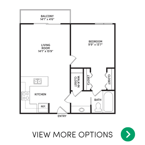 1 bedroom apartment floor plans in East Lansing, MI near Michigan State University | West Village
